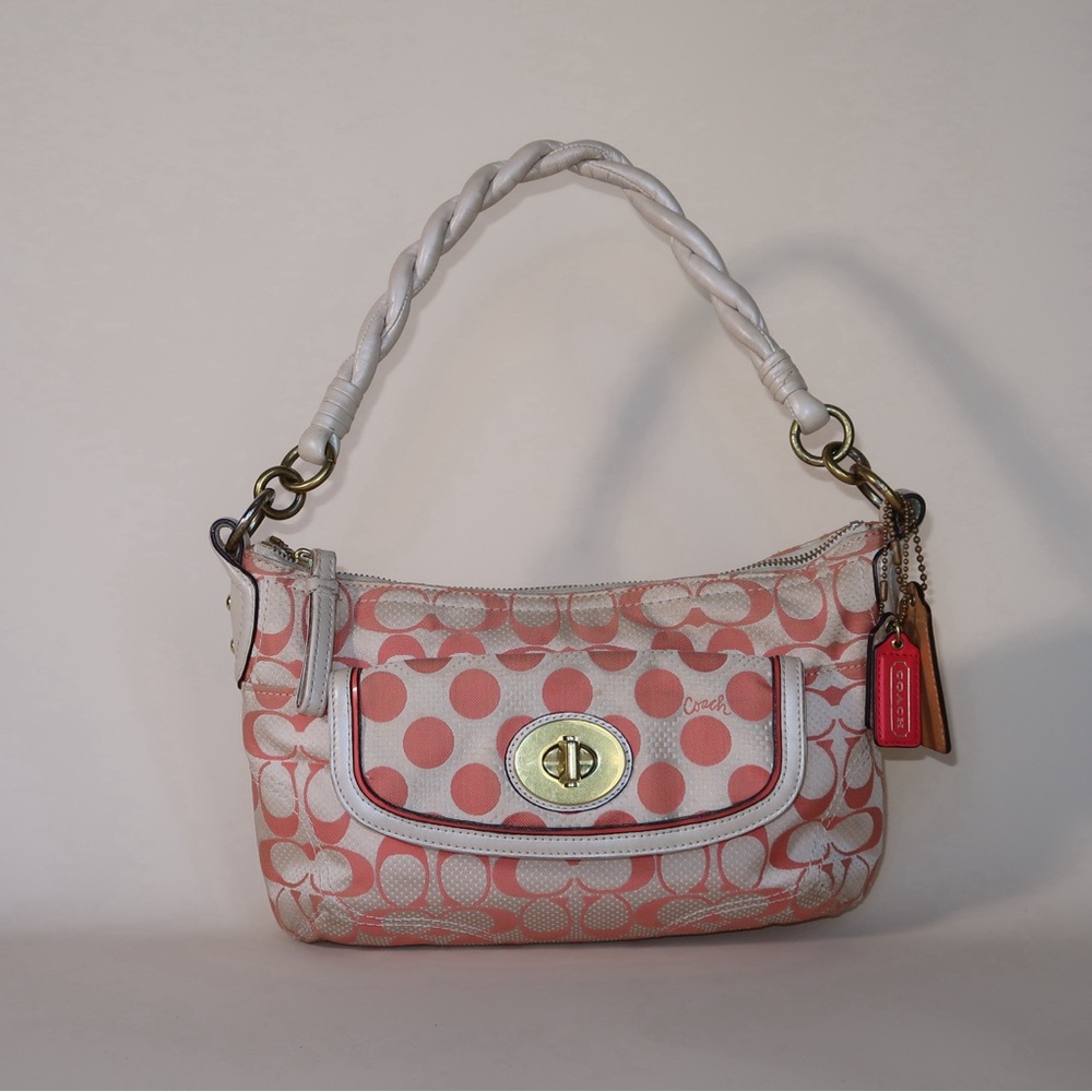 Coach Polka Dot Shoulder Bag in Pink and Cream